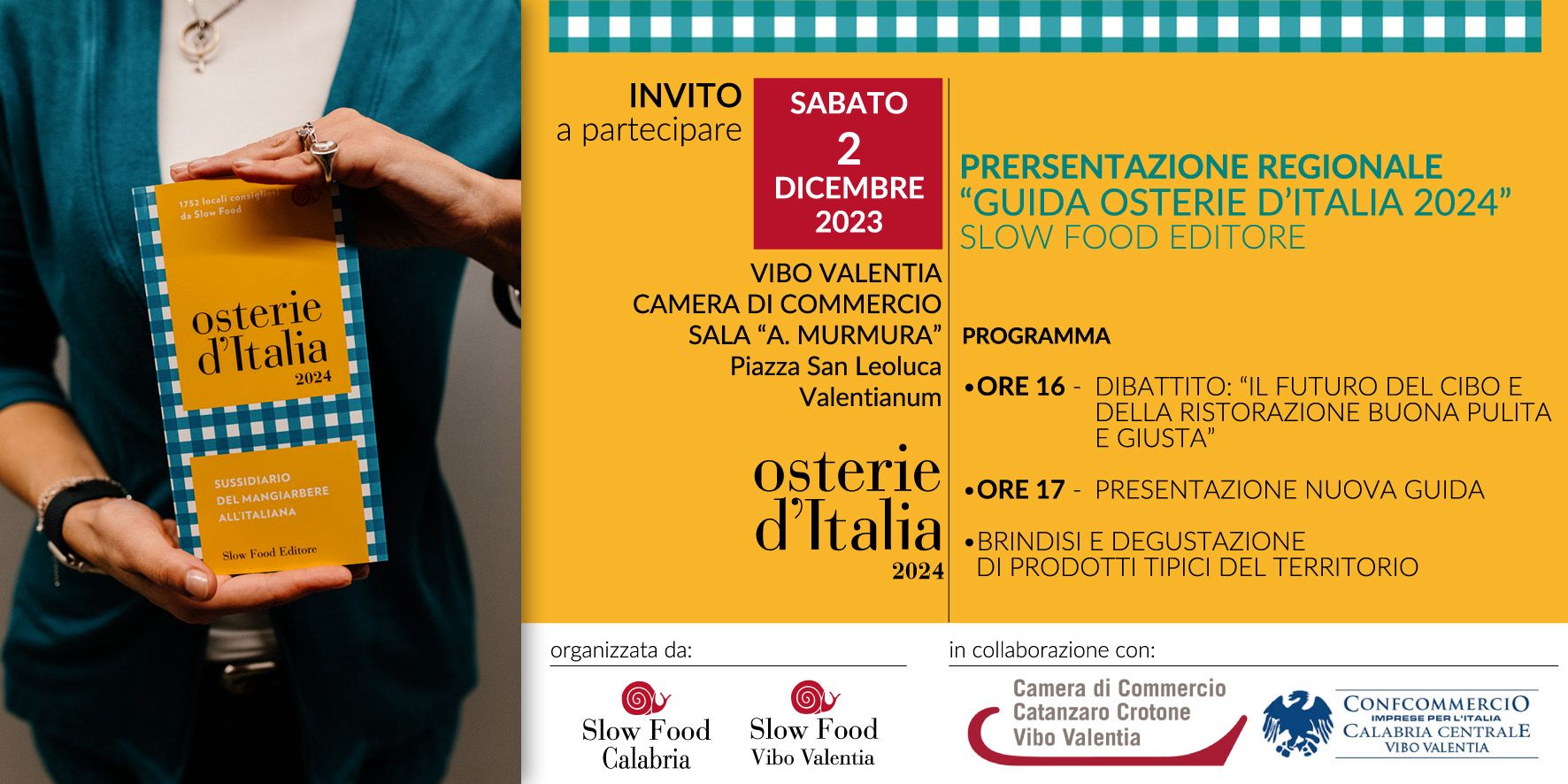 Slow Food Calabria presenta la guida Osterie d'Italia 2024: appuntamento a  Vibo il 2 dicembre - IlDispaccio